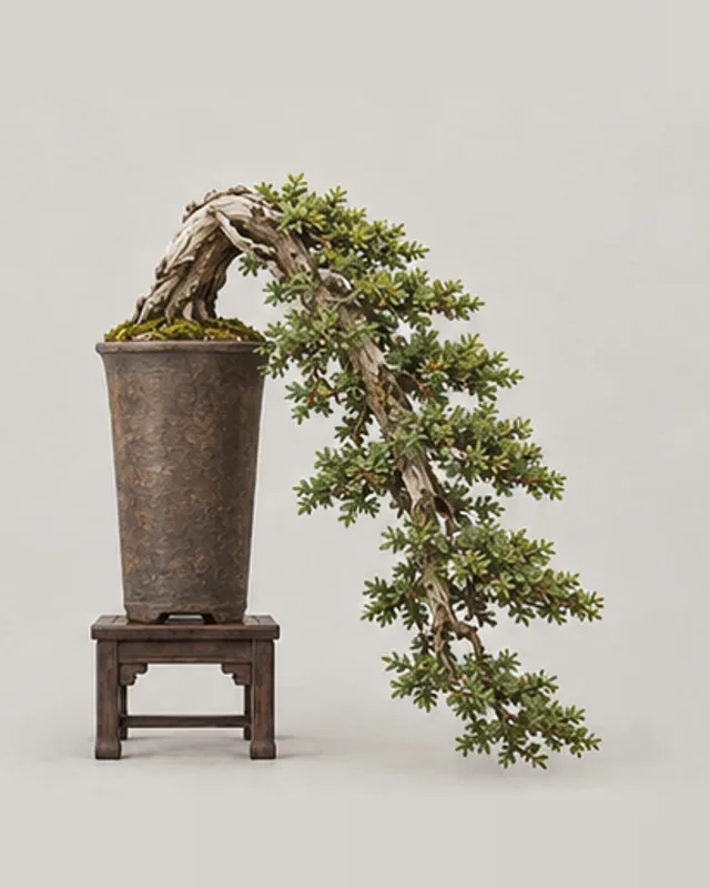 Ilustração de um bonsai em cascata