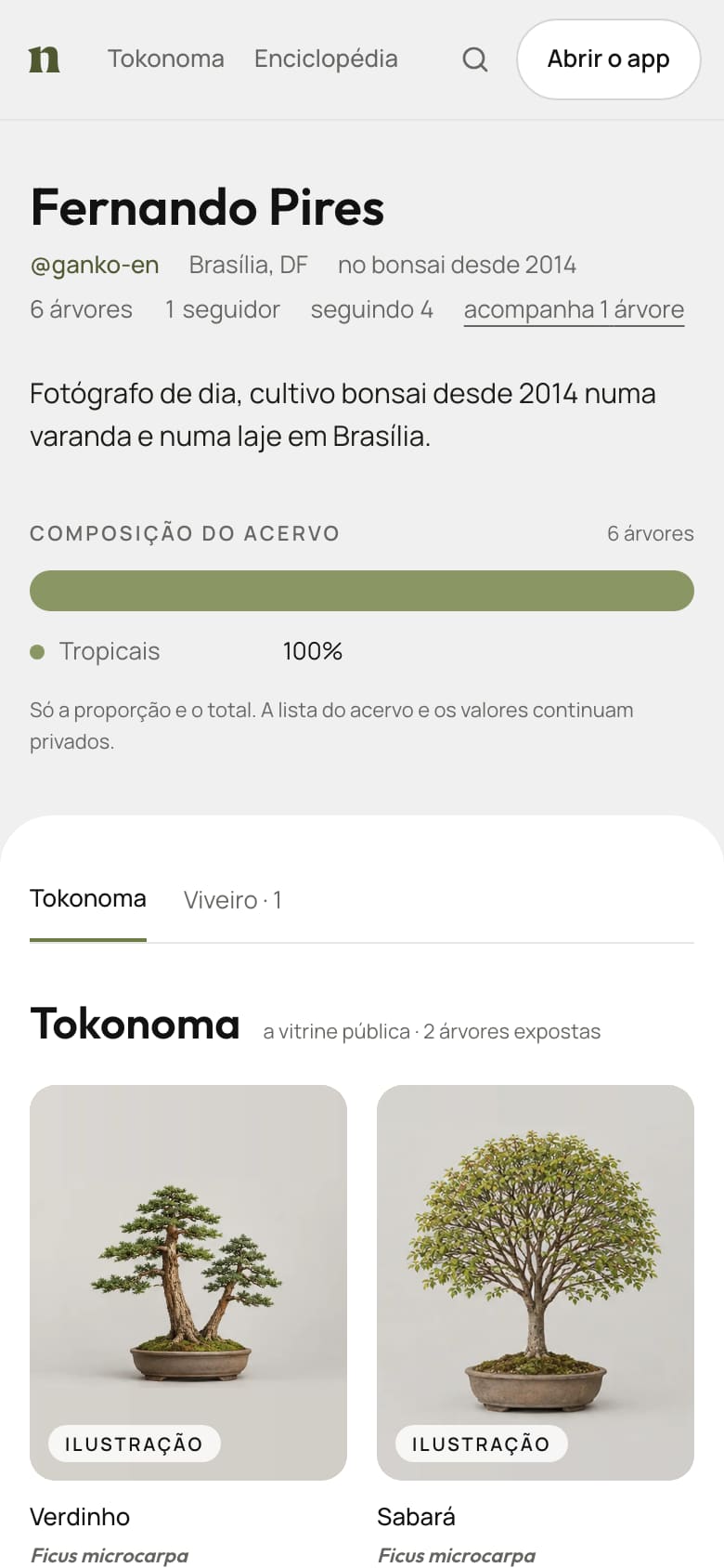 O mesmo Tokonoma no celular